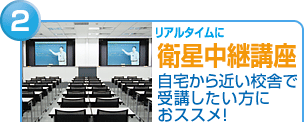 リアルタイムに衛星中継講座　自宅から近い校舎で受講したい方におススメ!